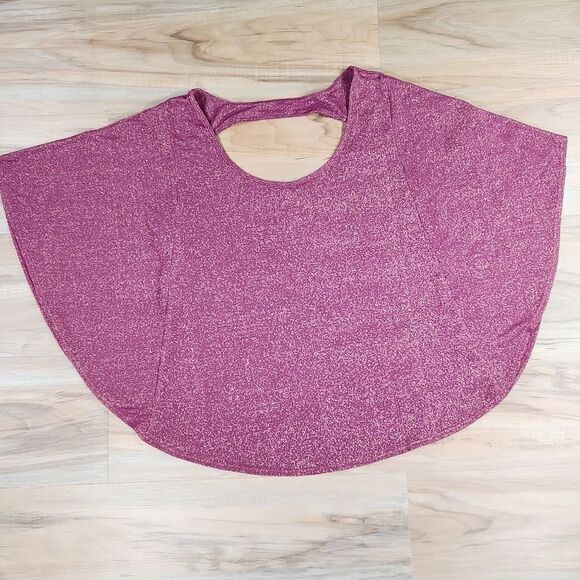 🔺️Soprano Wine & Metallic Gold Batwing Blouse Medium - Picture 5 of 12